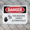 Signmission This Machine Starts Automatically Danger Sign, Plastic, 10in W x 7in L, 2PK OS-2PACK-DS-P-710-L-1590 - alternate 4